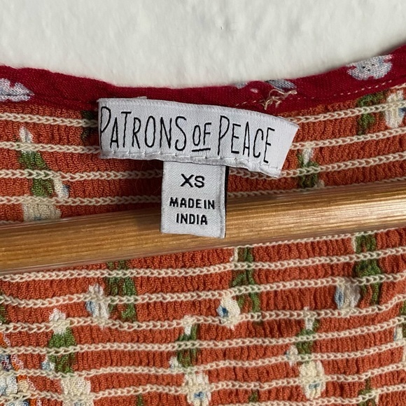 PATRONS OF PEACE BOHO RED/BEIGE/BLUE LACE-UP TANK TOP SIZE EXTRA‎ SMALL - Picture 3 of 4